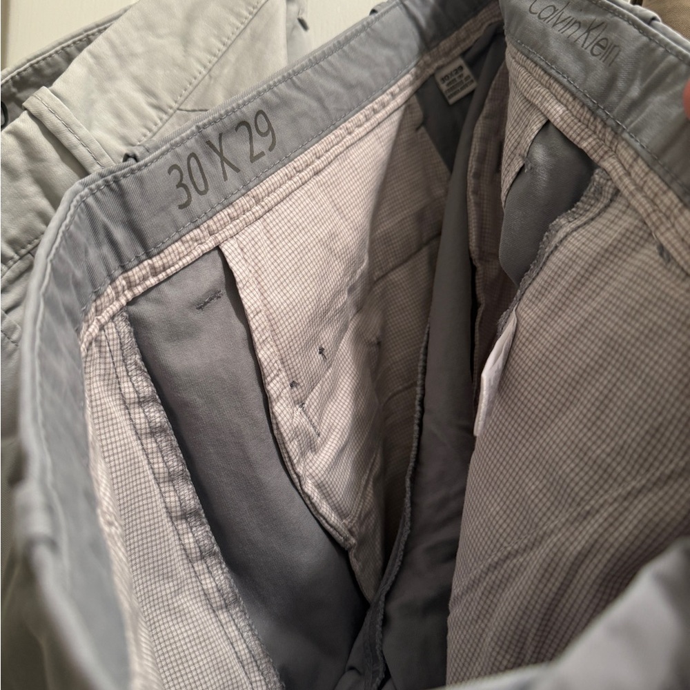 6 for $60 Calvin Klein Men's Chinos in Gray, Tan, and Blue - Picture 4 of 8